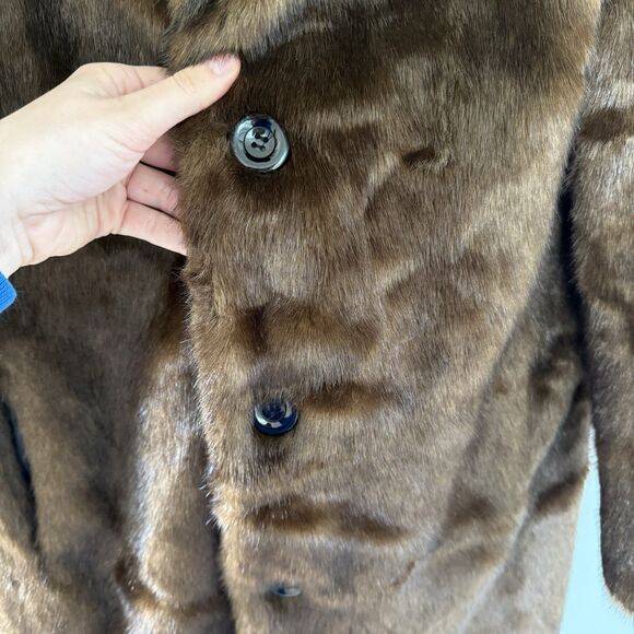 Dark Brown Faux Fur Mid-Length Coat Women’s XL (175/96A) Lined Classic Wear - Picture 5 of 8